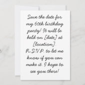 テニス60誕生日日付を保存 招待状 (裏面)