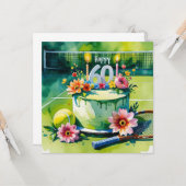 テニス60誕生日、テニスボールとナンバー カード (正面/裏面インサイチュ)