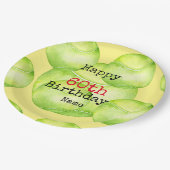 テニス60誕生日、テニスボールとナンバー ペーパープレート (アングル)