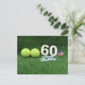 テニス60誕生日、テニスボールとナンバー ポストカード (スタンド正面)