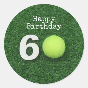 テニス60誕生日、テニスボールとナンバーC ラウンドシール