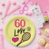 テニス60誕生日(パーティー用ラケット) ペーパープレート (パーティー)