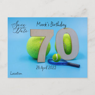 テニス70歳誕生日おめでとう! 日程保存のお知らせ ポストカード