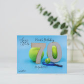 テニス70歳誕生日おめでとう！ 日程保存のお知らせ ポストカード (スタンド正面)