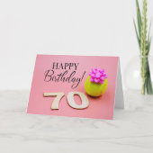 テニス70誕生日でボールとピンクリボン カード (正面)