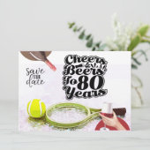 テニス80誕生日日付パーティーを保存 招待状 (スタンド正面)