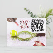 テニス80誕生日日付パーティーを保存 招待状 (スタンド正面)