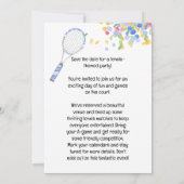 テニス9誕生日パーティーの日付を保存 招待状 (裏面)