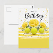 テニス お誕生日おめでとう 花束 ポストカード (正面/裏面)