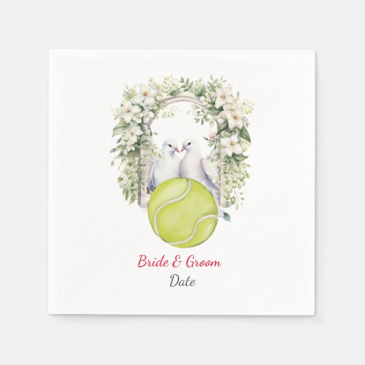 テニス ウェディングをテーマに スタンダードカクテルナプキン (正面)