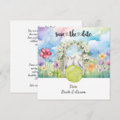 テニス ウェディングパーティー 招待状 保存日付 (正面/裏面)