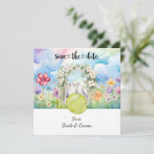 テニス ウェディングパーティー 招待状 保存日付 (スタンド正面)