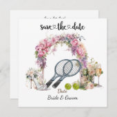 テニス ウェディングパーティー  招待状  保存日付 (正面/裏面)