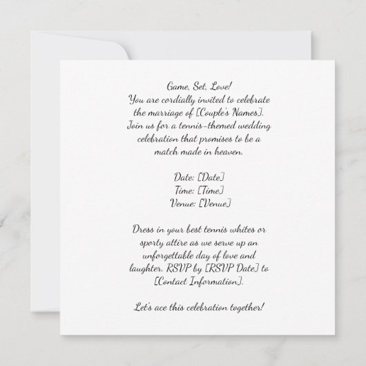 テニス ウェディングパーティー 招待状 保存日 (裏面)