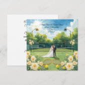 テニス ウェディング - コート上の花嫁と花婿 招待状 (正面/裏面)