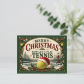 テニス クリスマス サンタ帽子ボール ポストカード (スタンド正面)
