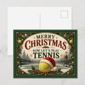 テニス クリスマス サンタ帽子ボール ポストカード (正面/裏面)