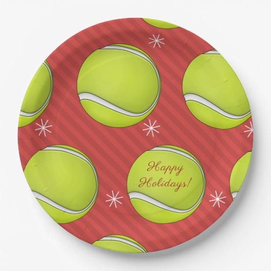 テニス クリスマス ホリデー パーティー 紙皿 (正面)