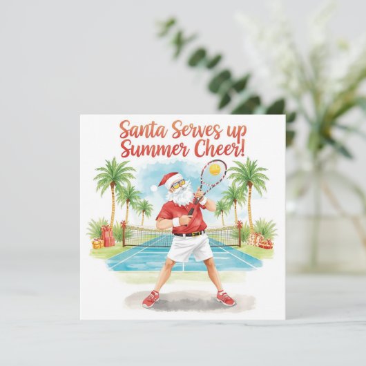 テニス サンタクロース クリスマスをテーマにした シーズンカード (スタンド正面)