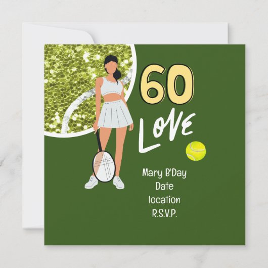 テニス「シック60th Birthday Party Invitation」 セーブザデート (正面)