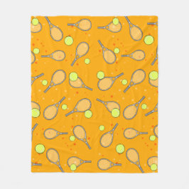 テニス シームレス パターン - ラケットとボール   フリースブランケット