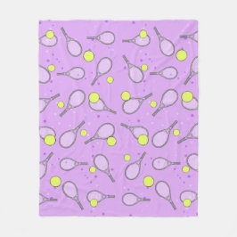 テニス シームレス パターン - ラケットとボール   フリースブランケット