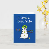テニス スノーマン クリスマス カード (黄色い花)