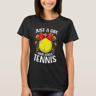 テニス スポーツ好き 花 テニスが好きな女の子 Tシャツ