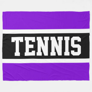 テニス スポーティ ファン 70年代 黒 白 紫 ストライプ フリースブランケット