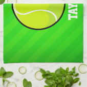 テニス;ネオングリーンストライプ キッチンタオル (折り畳み)