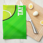 テニス;ネオングリーンストライプ キッチンタオル (四つ折り)