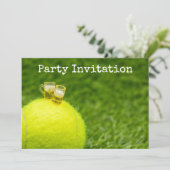 テニス ハッピーバースデー テニスボールとビールのカード 招待状 (スタンド正面)