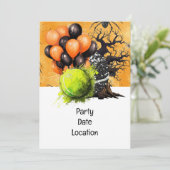 テニス ハロウィンパーティー 紙皿 招待状 (スタンド正面)