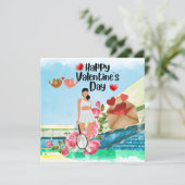 テニス バレンタインデー ハート ウォーターカラー ラブ シーズンカード (スタンド正面)