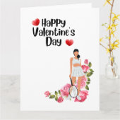 テニス バレンタインデー プレーヤーに愛を カード (黄色い花)