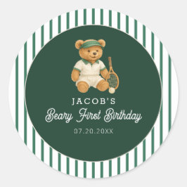 テニス プレッピーベア 1歳の誕生日 ラウンドシール
