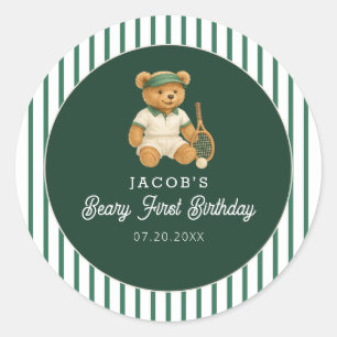 テニス プレッピーベア 1歳の誕生日 ラウンドシール