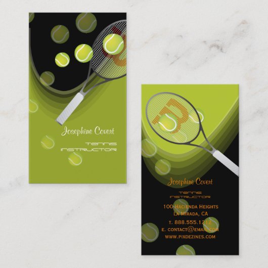 テニス·プロ、テニス·インストラクターの名刺 名刺 (正面/裏面)