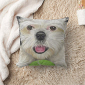 テニス・ボールが付いているシーズー(犬)のTzuの白黒枕 クッション (ブランケット)