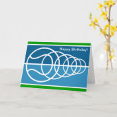 テニス・ボールが付いているモダンなバースデー・カード カード (黄色い花)