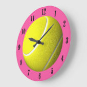 テニス・ボールの柱時計のピンク裁判所の黒数 ラージ壁時計 (傾斜)
