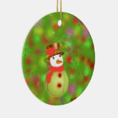 テニス・ボールの歓迎の休暇の季節の雪だるま セラミックオーナメント (右)