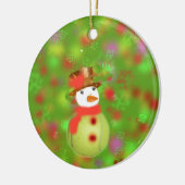 テニス・ボールの歓迎の休暇の季節の雪だるま セラミックオーナメント (左)