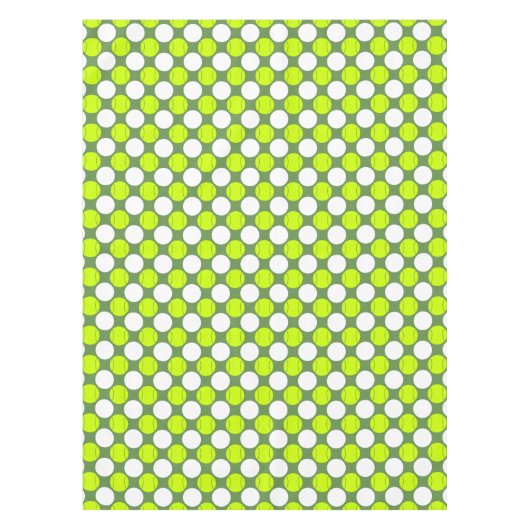 テニス・ボールの水玉模様パターン テーブルクロス (正面)