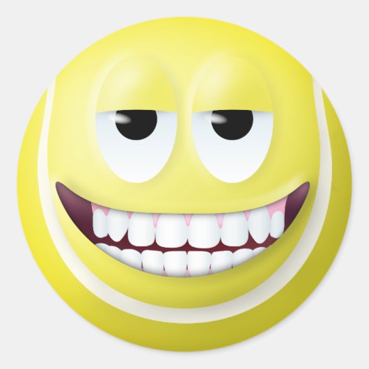 テニス・ボールの顔2 ラウンドシール (正面)