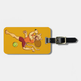 テニス・ボールをこわしている勇敢なピューマ ラゲッジタグ