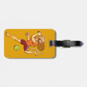 テニス・ボールをこわしている勇敢なピューマ ラゲッジタグ (裏面横)