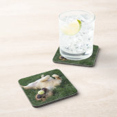 テニス・ボールを持つ草で逆さまに置くことの後をつけて下さい コースター (右側)