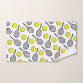 テニス ボール ラケット イエロー ホワイト ブラック スポーツ バスタオルセット (ハンドタオル)