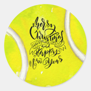テニス・メリークリスマスをテーマにした ラウンドシール